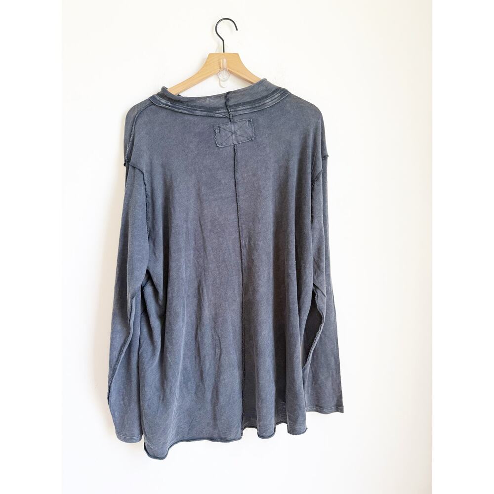NEW Free People We the Free Regan Long Sleeve Tee Shirt L Washed Black - Picture 4 of 5